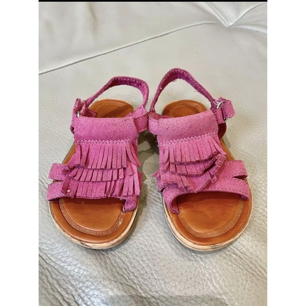 Polo Ralph Lauren Baby Girls Pink Fringe Sandals Leather Size 12 Months Toddler